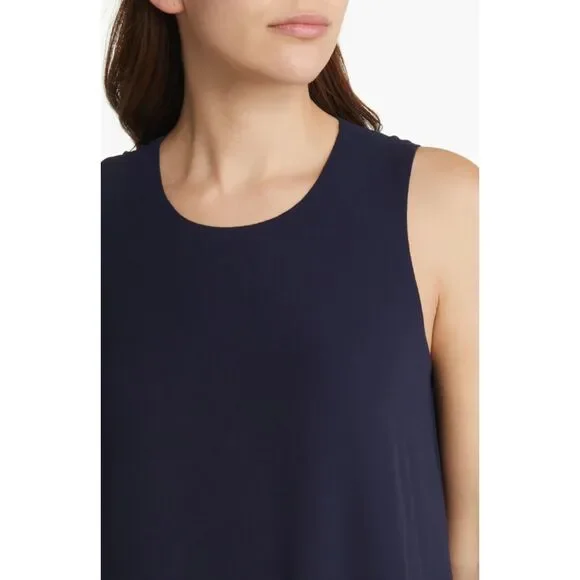 NWOT SAMPLE Kobi Halperin Pixie High-Low Semi-Sheer Georgette Dress in Navy Sz S